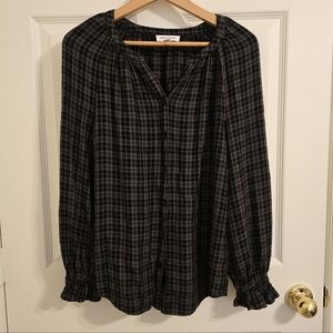 beachlunchlounge Black and Gray Plaid Blouse
